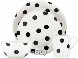 NEW 16-Piece Dinnerware with Bowls Kate Spade New York All In Good Taste Deco Dot