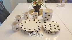 NEW 16-Piece Dinnerware with Bowls Kate Spade New York All In Good Taste Deco Dot