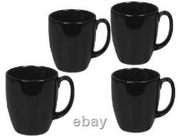 NEW 16-pc Corelle BLACK WHTE DINNERWARE SET Circles Dots Lace Keyhole