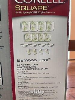 NEW Corelle Square Bamboo Leaf 16 piece Dinnerware Set Service for 4
