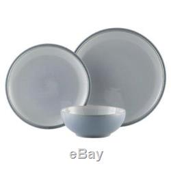 NEW Denby Light Blue White Stoneware 12 Piece Dinner Set Plates Bowls Dinnerware