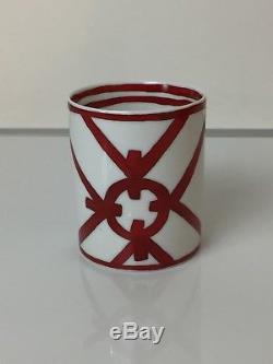 NEW Hermes Balcon du Guadalquivir Red White Scroll Porcelain Coffee Mug Box #2