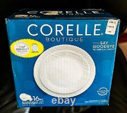 NEW IN BOX Corelle Linen Weave (Embossed Design) 16-piece Dinnerware Set