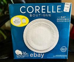 NEW IN BOX Corelle Linen Weave (Embossed Design) 16-piece Dinnerware Set