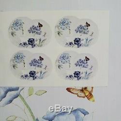 NEW Lenox Butterfly Meadow BLUE 12-piece Dinnerware Set, Dishes NIB