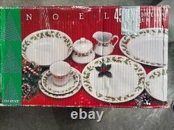 NEW NOEL Christmas Fine China Pearl Dinner Set 45-pc setting c1990 Porcelain NIB