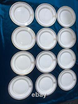 NEW Set Of 12 Vintage Shenango US Navy Anchor 7 Dinnerware Plates Blue + Gold