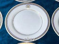 NEW Set Of 12 Vintage Shenango US Navy Anchor 7 Dinnerware Plates Blue + Gold