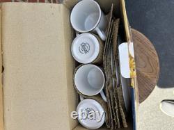 NIB 18 Piece Fine Ceramic Dinnerware Set Everyday Gibson White/Blue Stripe