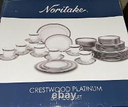 NORITAKE 50-PC Legendary CRESTWOOD PLATINUM Dinnerware Set BRAND NEW IN BOX