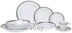 NORITAKE CRESTWOOD PLATINUM BAND 50-PC DINNERWARE SET SERVICE for 8