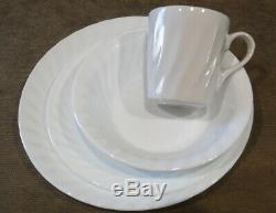 NOS 16-pc Corelle ENHANCEMENTS DINNERWARE SET withLUNCH Plates White Swirled Rims
