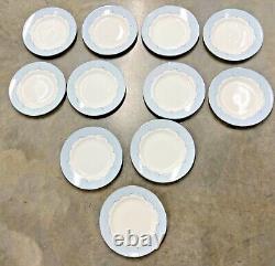 NWT 11 Wedgwood VENICE Fine China SALAD or Dessert PLATES Blue White DINNERWARE