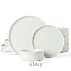 Nebula Plates and Bowls Set, 12 Pieces Dinnerware Sets, Set(12pcs) White