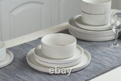 Nebula Plates and Bowls Set, 12 Pieces Dinnerware Sets, Set(12pcs) White