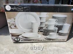New Broadway 62 Piece Porcelain Platinum Dinnerware
