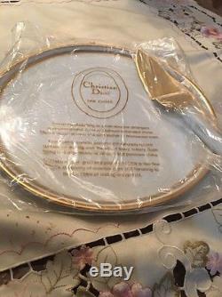New Christian Dior Gaudron White Cake Plate + Server, and 6 Big Plates For Cake