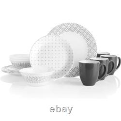 New Corelle Boutique Farmstead Grey 16-Piece Dinnerware Set 1135416