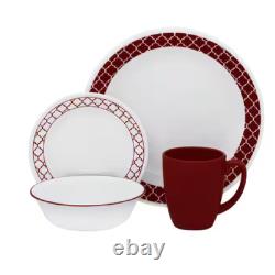 New Corelle Livingware Crimson Trellis 16-Piece Dinnerware Set 1123685