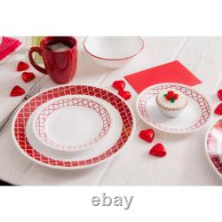 New Corelle Livingware Crimson Trellis 16-Piece Dinnerware Set 1123685