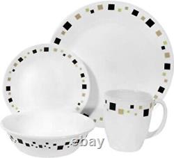 New Corelle Livingware Geometric 15-Piece Dinnerware Set, Service for 4