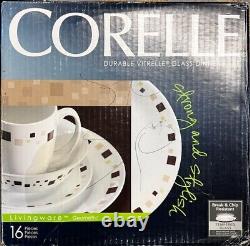 New Corelle Livingware Geometric 15-Piece Dinnerware Set, Service for 4