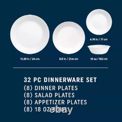 New Corelle Shimmering White 32-Piece Dinnerware Set 1151260