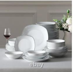 New Malacasa Elisa Collection 24 White with Blck TrimPiece Dinnerware Set for 6