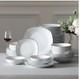New Malacasa Elisa Collection 24 White with Blck TrimPiece Dinnerware Set for 6