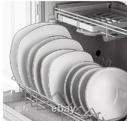 New Malacasa Elisa Collection 24 White with Blck TrimPiece Dinnerware Set for 6