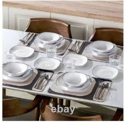 New Malacasa Elisa Collection 24 White with Blck TrimPiece Dinnerware Set for 6