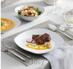 New Malacasa Elisa Collection 24 White with Blck TrimPiece Dinnerware Set for 6