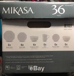 New Mikasa Antique White Bone China 36 Piece Dinnerware Set Service Set for 6