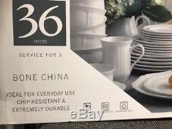 New Mikasa Antique White Bone China 36 Piece Dinnerware Set Service Set for 6