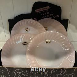 New Old Stock Vintage 1950s Fire King Pink Swirl Dinnerware 12 Piece Set
