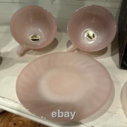 New Old Stock Vintage 1950s Fire King Pink Swirl Dinnerware 12 Piece Set