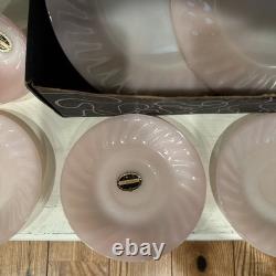 New Old Stock Vintage 1950s Fire King Pink Swirl Dinnerware 12 Piece Set