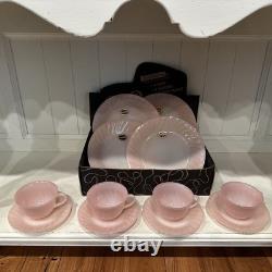 New Old Stock Vintage 1950s Fire King Pink Swirl Dinnerware 12 Piece Set