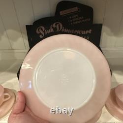 New Old Stock Vintage 1950s Fire King Pink Swirl Dinnerware 12 Piece Set