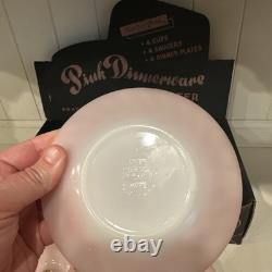 New Old Stock Vintage 1950s Fire King Pink Swirl Dinnerware 12 Piece Set