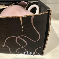 New Old Stock Vintage 1950s Fire King Pink Swirl Dinnerware 12 Piece Set