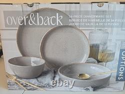 New Over & Back OPTIONS 16-Piece Dinnerware Set Stoneware Plates & Bowls Gray