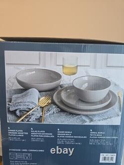 New Over & Back OPTIONS 16-Piece Dinnerware Set Stoneware Plates & Bowls Gray