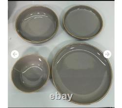 New Over & Back OPTIONS 16-Piece Dinnerware Set Stoneware Plates & Bowls Gray