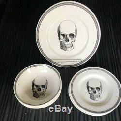 New Royal Stafford Halloween Skull 12 Pc Set Dinnerware Plates Bowls Spooky Goth