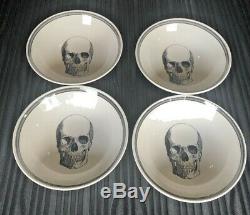 New Royal Stafford Halloween Skull 12 Pc Set Dinnerware Plates Bowls Spooky Goth