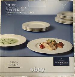 New Villeroy & Boch Cellini 12 PC Dinnerware Set, Flat, salad, Deep Plates White