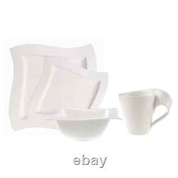 New Wave 4-Piece Modern White Porcelain Dinnerware Set (Service for 1)