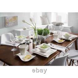 New Wave 4-Piece Modern White Porcelain Dinnerware Set (Service for 1)