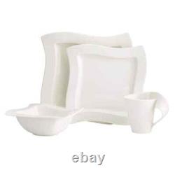 New Wave 4-Piece Modern White Porcelain Dinnerware Set (Service for 1)